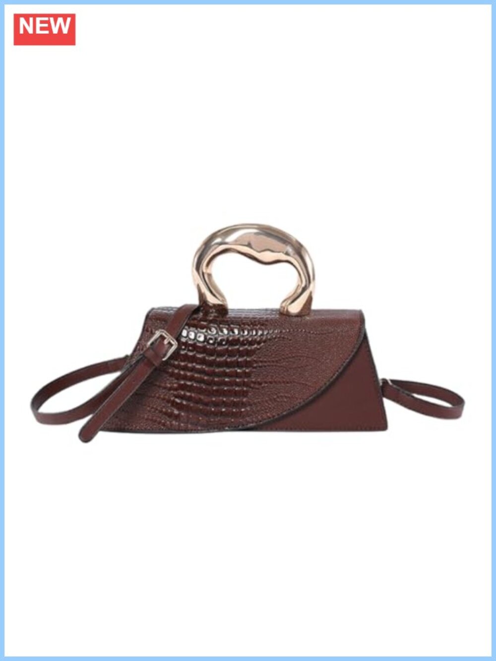 Vegan Leather Evening Clutch Crocodile Pattern Handle Crossbody Envelope Bag
